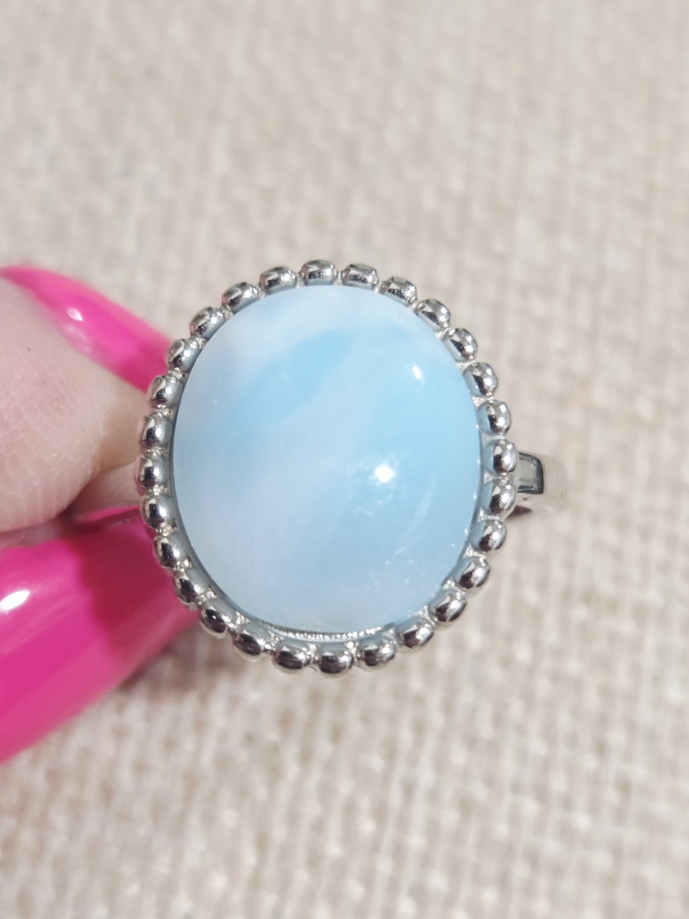Silver Ring with Light Blue Larimar Stone - Elegant Women’s Jewelry~size 9